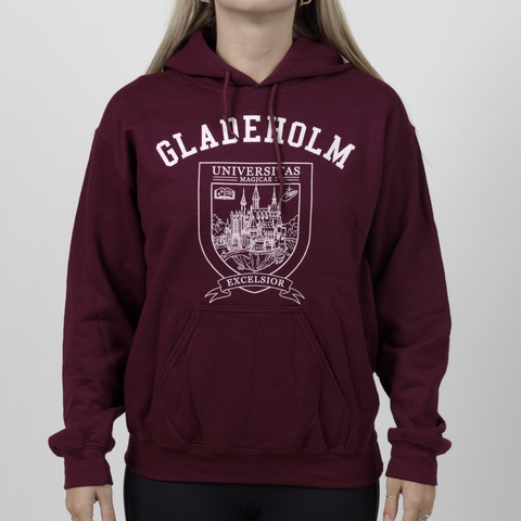 Female model in Gladeholm University Hoodie