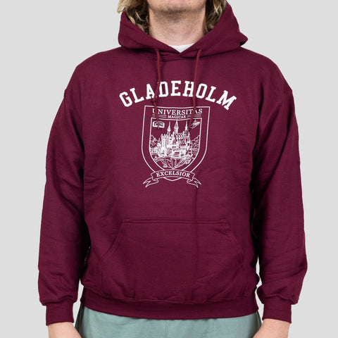 Male model in Gladeholm University Hoodie