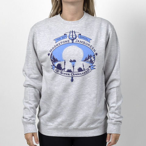 Female model in grey Jamboreen sweatshirt
