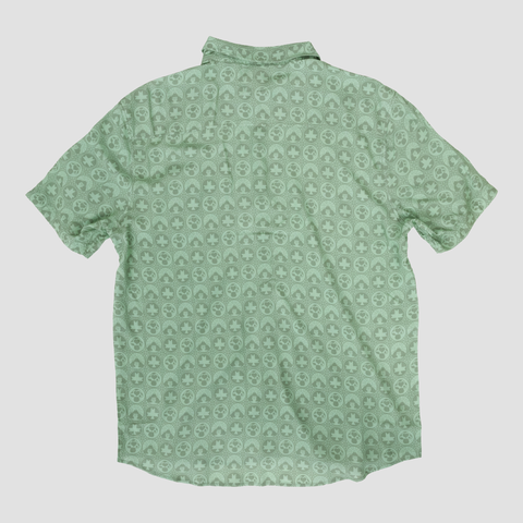 Rear view of Dusty Sage S/S buttondown