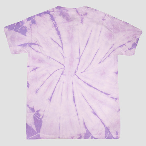 rear view of spider lavender tie dye tee