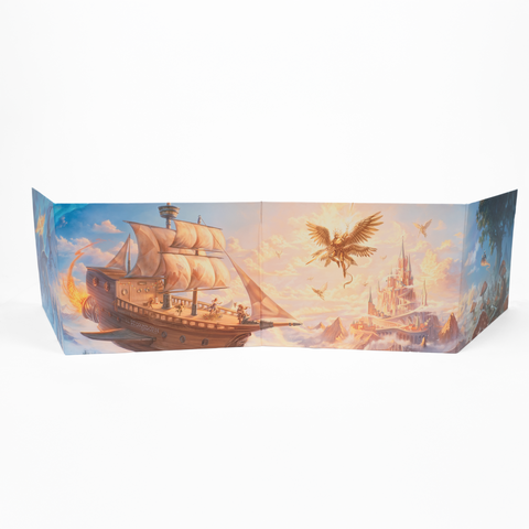 DM Screen with rocket sailing ship and castle