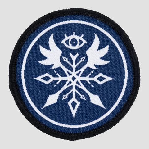 Blue patch with white Peregrine design