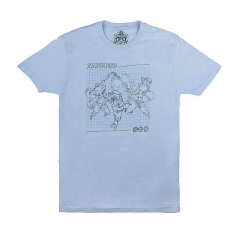 Blue tee with Sketch graphic