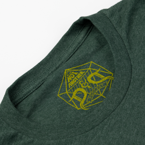 green tee showing yellow NADDPOD logo on inner neck
