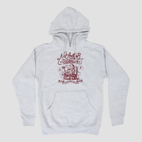 grey hoodies with maroon graphic of opossum sitting in chair with text "Not Another D&D Podcast 5th Anniversary Special"